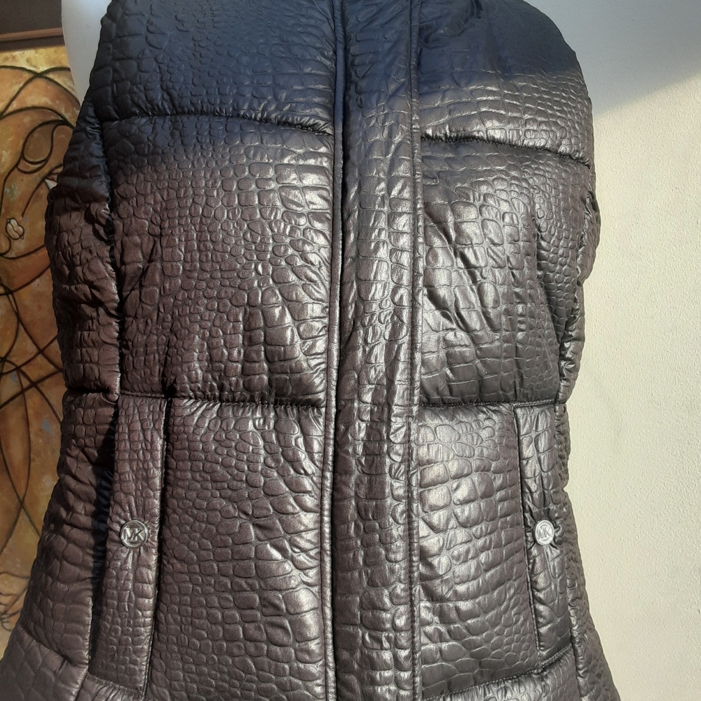 Michael Kors Snakeskin Black Puffer Vest - Picture 6 of 8